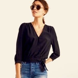 Madewell Black Silk wrap top - never worn!